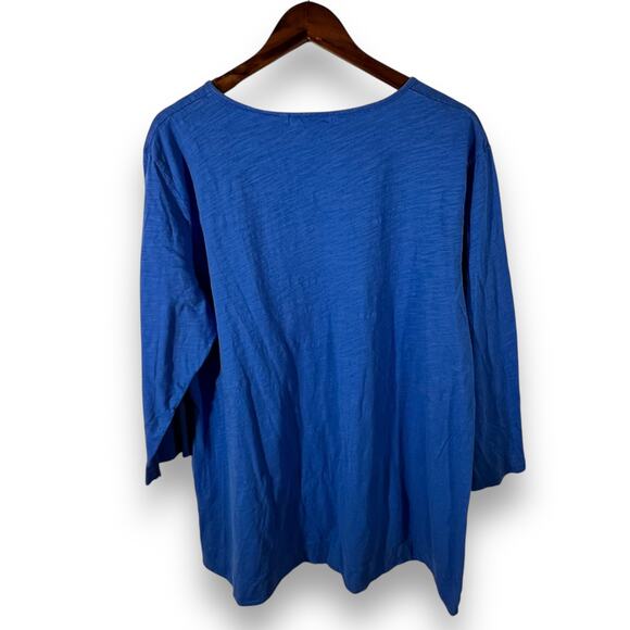 Fresh Produce Blue V Neck Coastal Top Layered Hem 1X - Picture 4 of 11